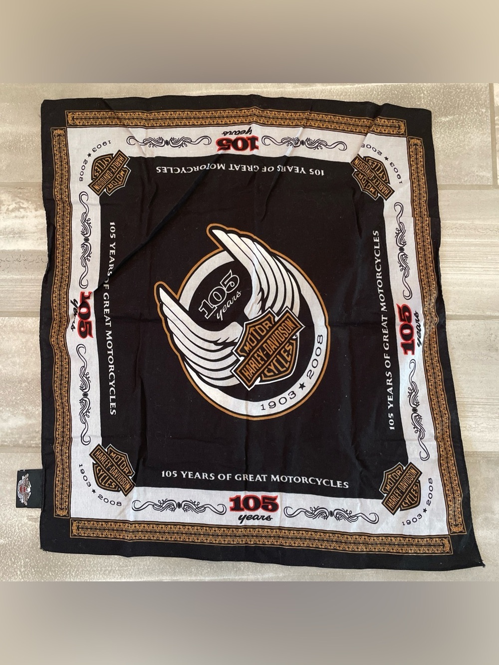 NEW Harley-Davidson 105 Years Anniversary Bandana 1903-2008 Collectible Access